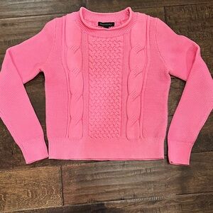 Banana Republic Vibrant Pink Cable Cotton Knit Sweater